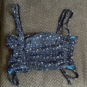 Aerie Ruched Ribbed Longline Bandeau Bikini Top